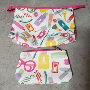 Clinique make up print cosmetic bag set